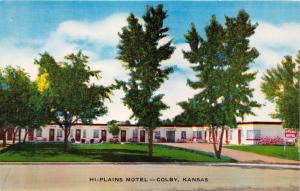 COLBY KANSAS HI PLAINS MOTEL~THE GOLDEN BUCKLE OF THE WHEAT BELT POSTCARD 1957