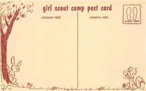 Water's fine! Swimming Diving Board Girl Scout Comic c1940s Vintage Postcard