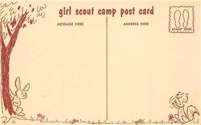 Water's fine! Swimming Diving Board Girl Scout Comic c1940s Vintage Postcard