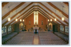 1950 Interior View St Joseph Church Altar Bench Berlin New Hampshire NH Postcard