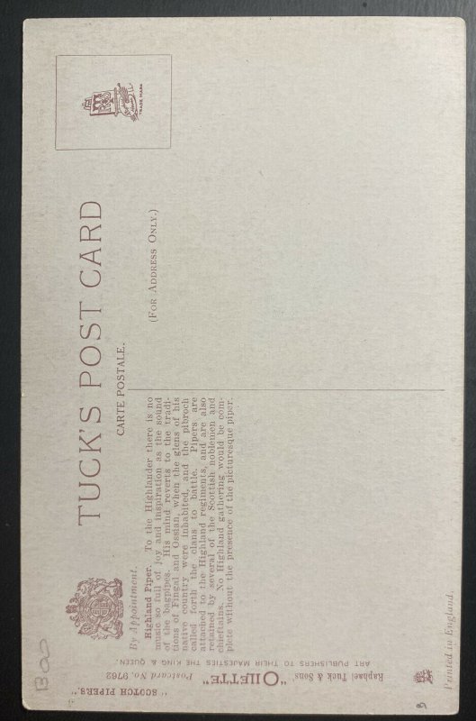 Mint England Picture Postcard PPC Piper Full Uniform 