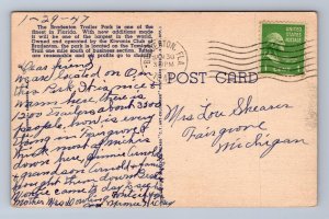 TRAILER PARK BRADENTON FLORIDA GOOD MESSAGE POSTCARD 1947