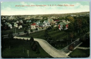 CEDAR FALLS IA IOWA STATE TEACHERS COLLEGE BIRDS EYE VIEW ANTIQUE POSTCARD