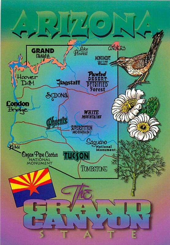 Postcard of Arizona State and Highway Map #3