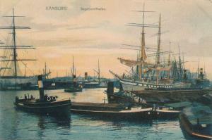Tugboats and Ships in Busy Port - Hamburg, Germany - UDB