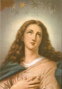 Ribera. Virgen Inmaculada Fine painting, modern Spanish religious postcard