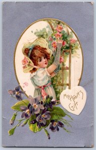 K47/ Valentine's Day Love Holiday Postcard c1910 Pretty Girl 462
