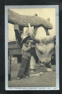 KEARNEY NEBRASKA TAKING ORDERS FROM A COWHAND COWBOY VINTAGE POSTCARD