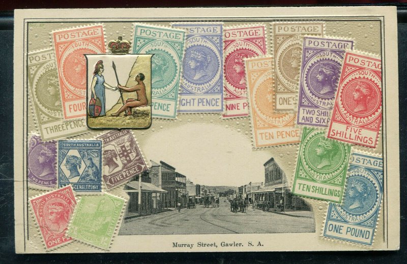 Stamp Postcard Murray Street, Gawler South Australia unposted street view scene