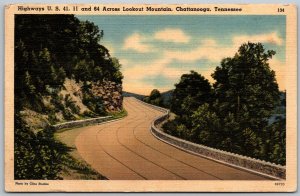 Chattanooga Tennessee 1940s Postcard Highways US 41, 11 and 64 Lookout Mountain