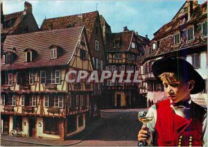 Modern Postcard Colmar Alsace Scenic Folklore Street Merchants