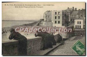 Old Postcard Le Portel view of the taking of the Parapet Beach