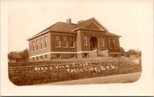 Real Photo Postcard Grand View School in Falls City, Nebraska