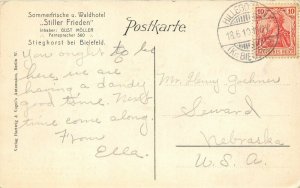 Bielefeld Germany 1910 Postcard Waldhotel Stiller Frieden Posted to USA