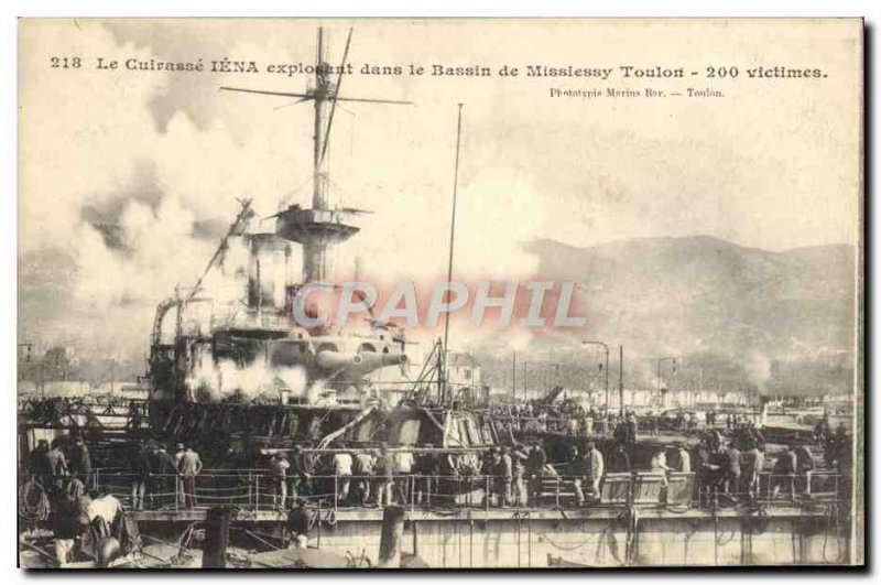 Old Postcard Boat War The Jena armor exploding in the Toulon basin Missiessy