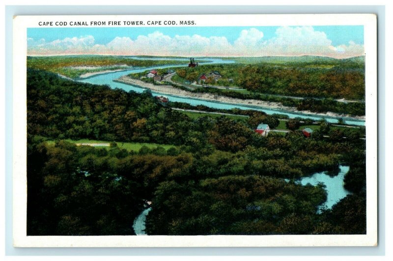 Cape Cod Canal From Fire Tower Cape Cod Massachusetts MA Aerial View Postcard 