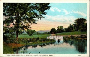 Perry Pond, Northfield Seminary, East Northfield MA Vintage Postcard L37