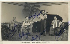 British dance band Geraldo`s Orchestra autographs signed real photo postcard 