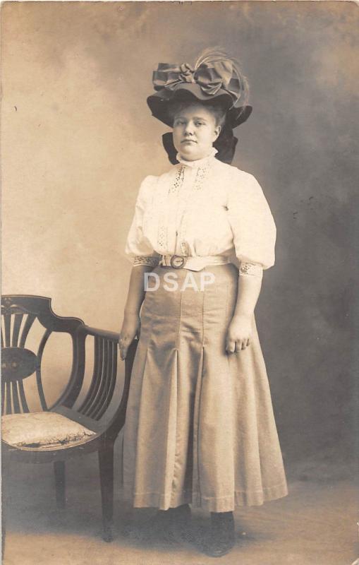 C32/ Belle Valley Byesville Ohio Postcard Large Hat RPPC '07 Well-Dressed Woman 