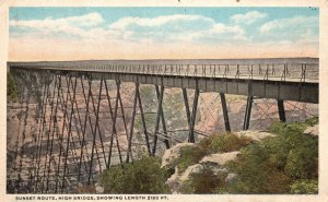 Vintage Postcard 1920's Sunset Route High Bridge Showing Length 2180 ft. Texas