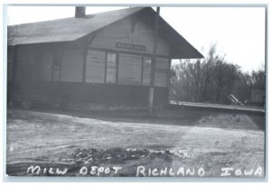 c1960's MILW Richland Iowa IA Railroad Train Depot Station RPPC Photo Postcard