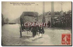 Old Postcard The flood of the Seine Quai de Passy A demenagement