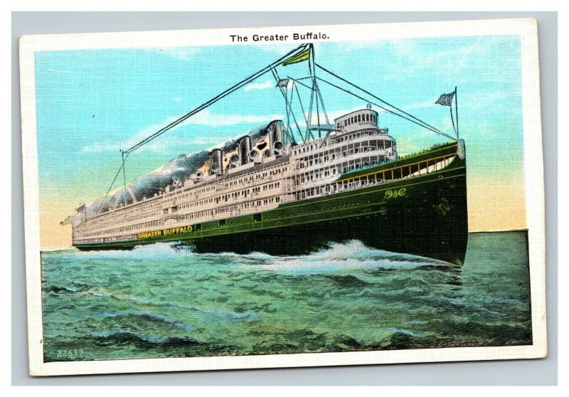 Vintage 1935 Postcard The Greater Buffalo Steam Liner Passenger Ship