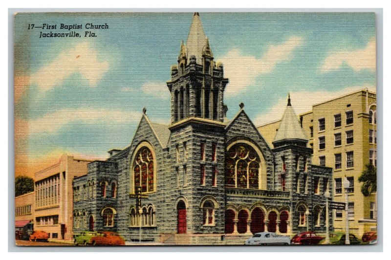 Vintage 1940's Postcard First Baptist Church Downtown Jacksonville Florida