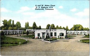 CLARKSVILLE, TN Tennessee  A & W MOTOR COURT c1940s  Roadside  Linen   Postcard