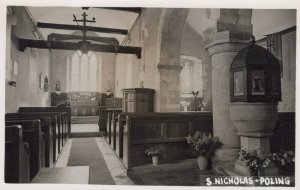 Sussex Postcard - Interior of Saint Nicholas Church, Poling, Arundel  RS22899