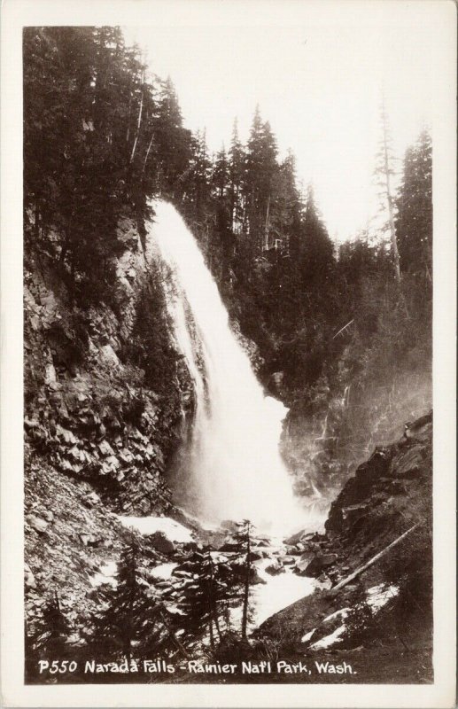 Narada Falls Rainier National Park Washington WA Unused Real Photo Postcard E98