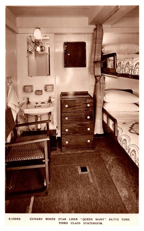 R.M.S. Queen Mary,  3rd Class Stateroom Interior , RPC