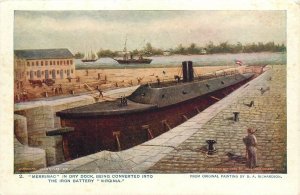 Postcard 1907 Merrimac Dry Dock Iron Battery Virginia Richardson TR24-3370