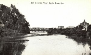 Vintage Postcard 1910's View of San Lorenzo River Santa Cruz California CA