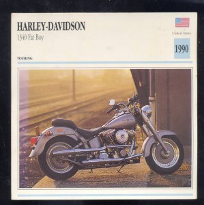 1990 HARLEY DAVIDSON 1340 FAT BOY TOURING MOTORCYCLE ADVERTISING CARD