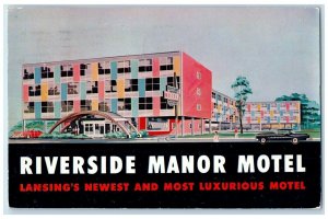 1958 Riverside Manor Motel Lansing Newest And Most Luxurious Motel MI Postcard