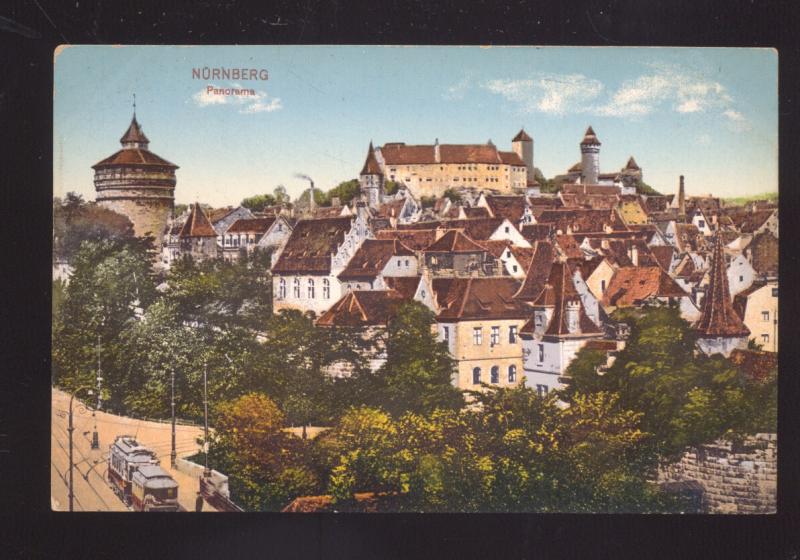 NURNBERG GERMANY PANORAMA BIRDSEYE VIEW ANTIQUE VINTAGE POSTCARD