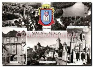 Modern Postcard Semur-en-Auxois Lake Bridge view Gnrale Church Dungeon Gate G...
