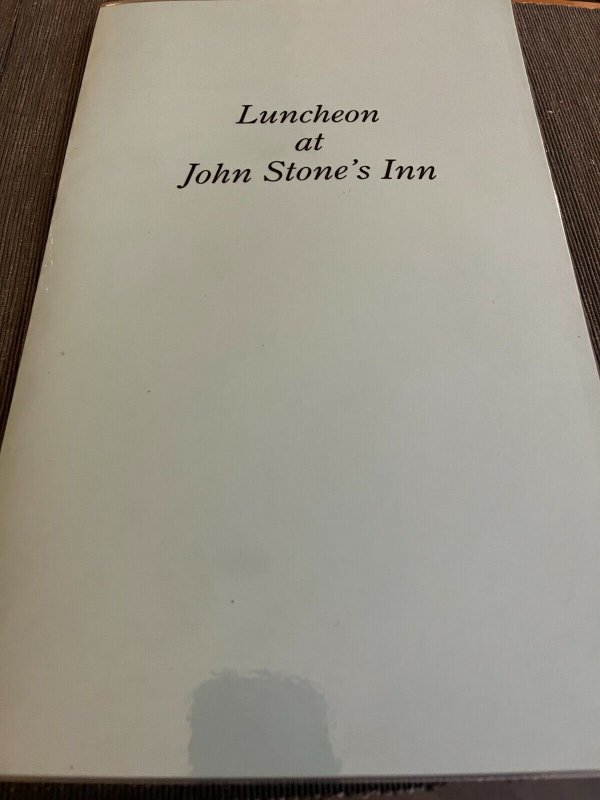Luncheon Menu John Stone's Inn Ashland MA laminated paper blue
