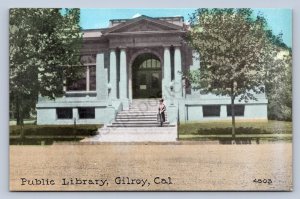 K1/ Gilroy California Postcard c1910 Public Library Building 244