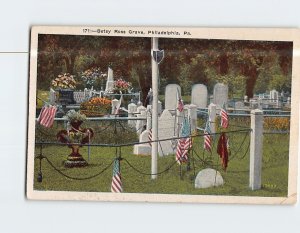 Postcard Betsy Ross Grave Philadelphia Pennsylvania USA