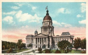 Vintage Postcard 1920's State Capitol Building Springfield Illinois C.T. America