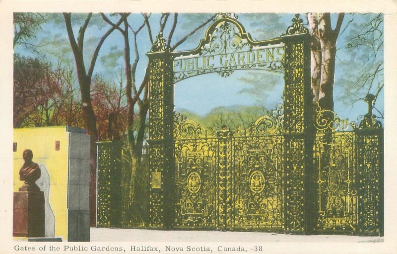 Halifax Nova Scotia Canada Gates of the Public Gardens White Border Postcard