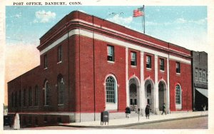 Vintage Postcard 1921 Post Office Danbury CT Connecticut