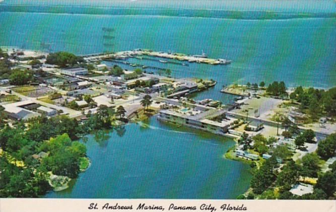 Florida Panama City St Andrews Marina Aerial View 1975