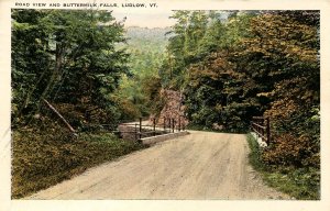 VT - Ludlow. Road View and Buttermilk Falls