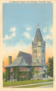 Nashville Tennessee Memorial Chapel Fisk University Linen Postcard Used