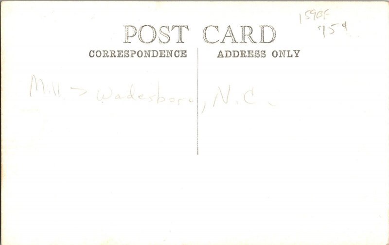 RPPC, View of Mill, Wadesboro NC Vintage Postcard K72