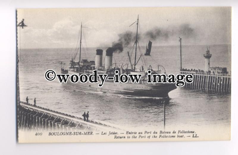 f0395 - SE&CR Ferry - Invicta , built 1905 , at Boulogne - postcard LL400