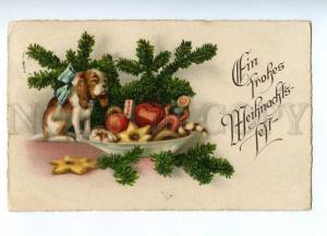187373 X-MAS Christmas NEW YEAR Sweets TERRIER Vintage PC